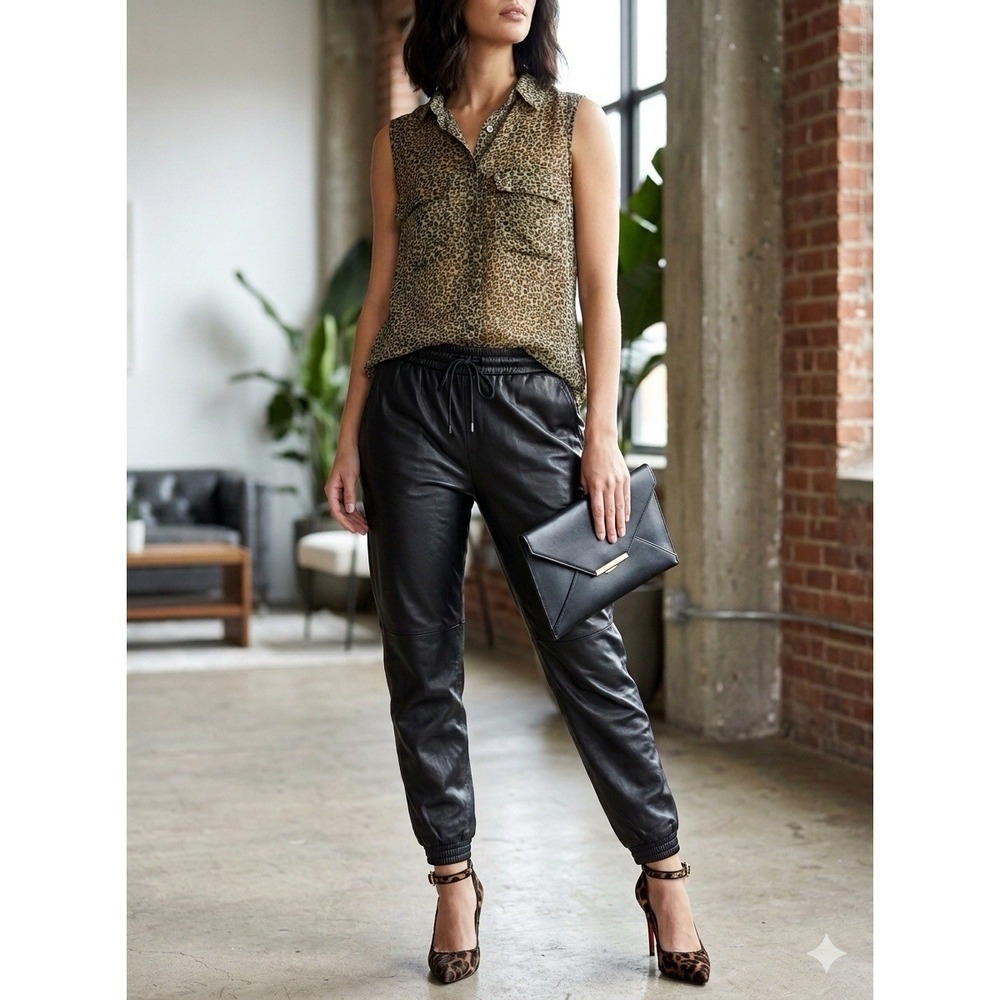 Equipment Femme Sz XS Brown Leopard Prnt Sleeveless Button Blouse 100% Silk $225